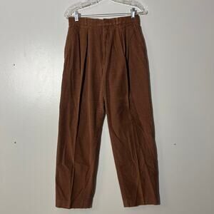 Vintage 70s American Eagle Straight Leg Corduroy Brown Pleated Trouser Womens 28